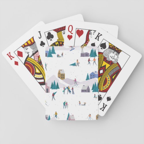 Winter Alps holidays active people seamless Playing Cards