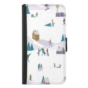 Winter Alps holidays: active people seamless Samsung Galaxy S5 Wallet Case
