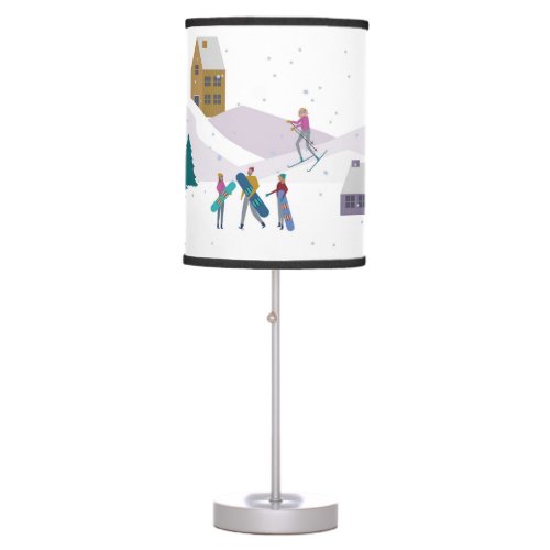 Winter Alps holidays active people seamless Table Lamp