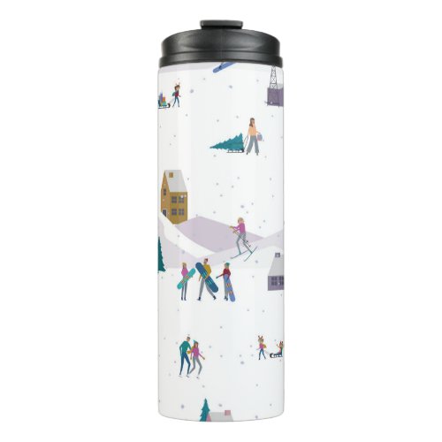 Winter Alps holidays active people seamless Thermal Tumbler
