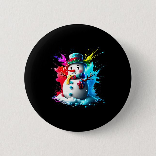 Winter And Snow Christmas A Coloured Snowman  Button (Front)