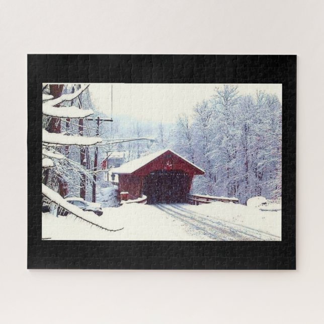 WINTER AND THE COVERED BRIDGE JIGSAW PUZZLE (Horizontal)