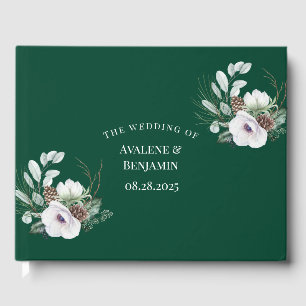 Winter Anemone Floral Hand-Painted Wedding Guest Book