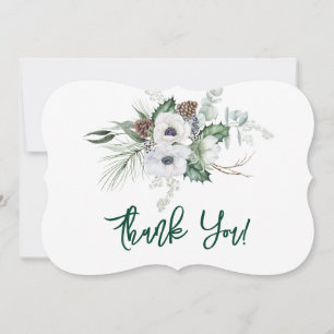 Winter Anemone Hand-Painted Wedding Thank You Card