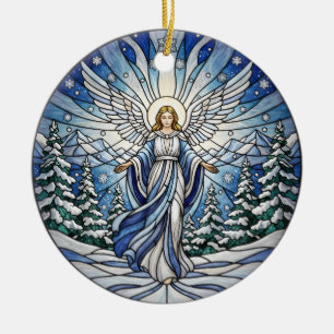 Winter Angel Family Photo Ceramic Ornament