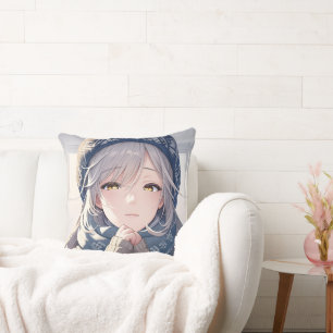 Winter angel throw pillow