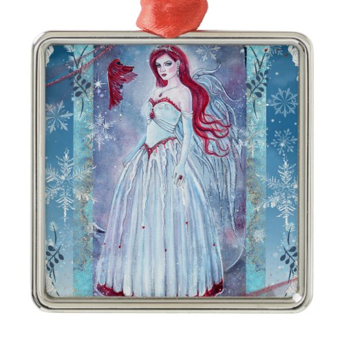 Winter angel with cardinal Christmas ornament