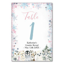 Winter Animal Artics Baby Shower Table Number