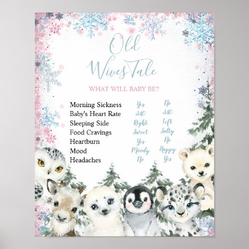 Winter Animal Artics Gender Reveal Old Wives Tales Poster