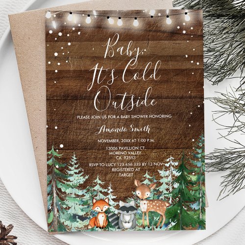 Winter Animal Baby Its Cold Outside Baby Shower Invitation
