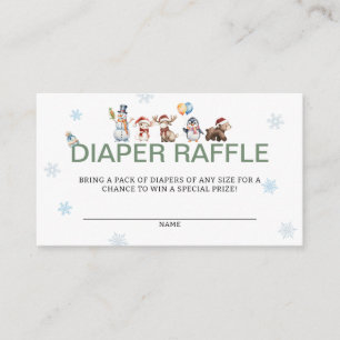 Winter Animal Baby Shower Diaper Raffle  Enclosure Card