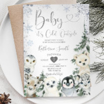 Winter Animal Baby Shower Forest Snowflakes Invitation