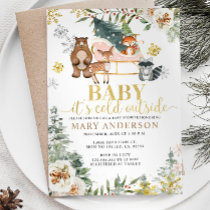 Winter Animal Forest It's Cold Outside Baby Shower Invitation