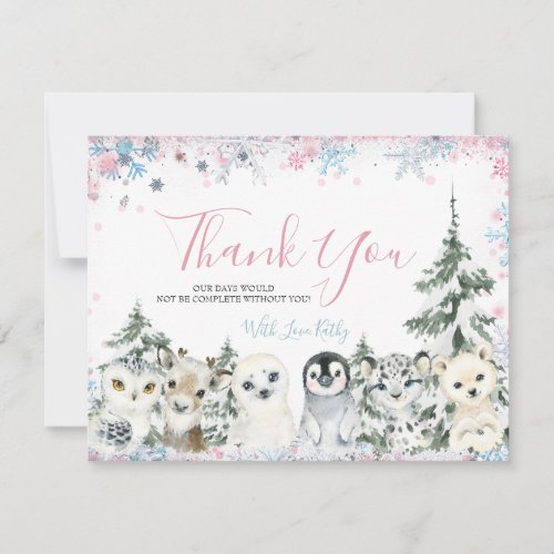 Winter Animal Gender Reveal He or She Snowflakes