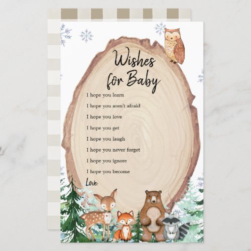 Winter Animal Gender Reveal Wishes for Baby