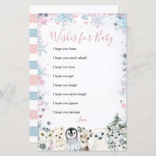 Winter Animal Gender Reveal Wishes for Baby