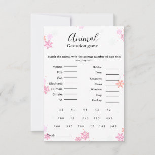 Winter Animal gestation game baby shower game Card