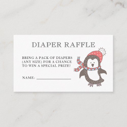 Winter Animal Red Diaper Raffle Baby Shower  Enclosure Card