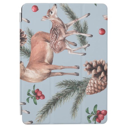 Winter animal sketch blue background iPad air cover