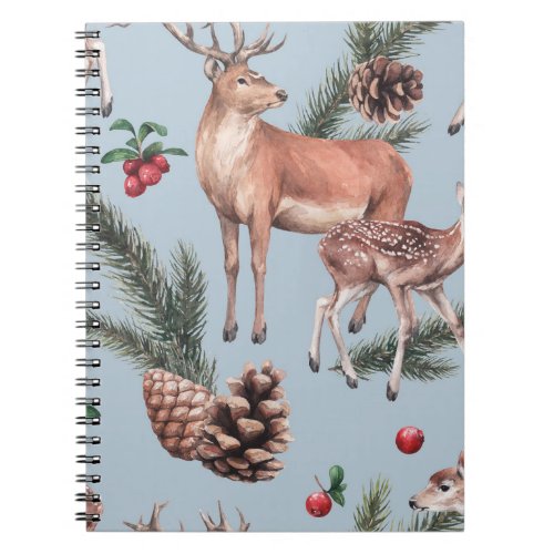 Winter animal sketch blue background notebook