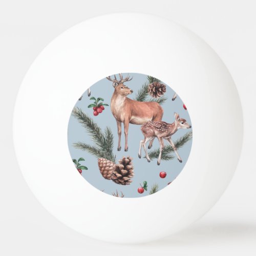 Winter animal sketch blue background ping pong ball