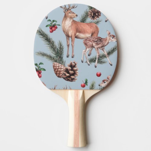 Winter animal sketch blue background ping pong paddle