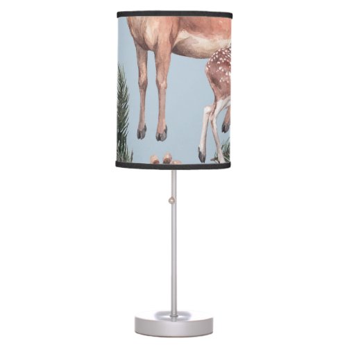 Winter animal sketch blue background table lamp