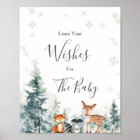 Winter Animal Woodland Baby Shower Wishes for Baby