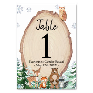 Winter Animal Woodland Gender Reveal Forest Table Table Number