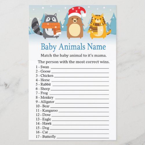 Winter animals Baby Animals Name Game baby shower