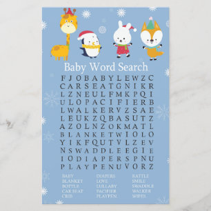 Winter animals Baby Shower Word Search Game