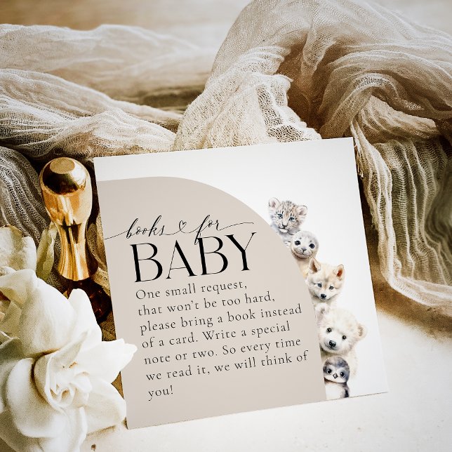 Winter Animals Book Request Baby Shower Enclosure Card (Creator Uploaded)