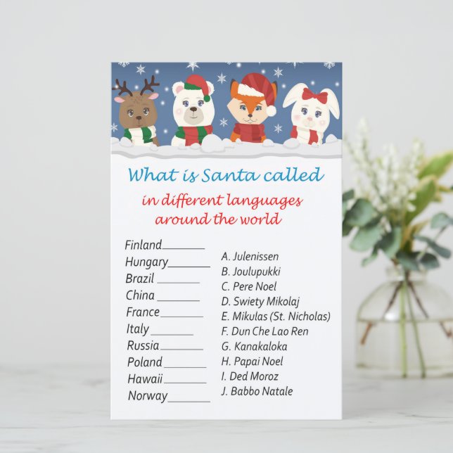 Winter animals christmas around the world game (Standing Front)