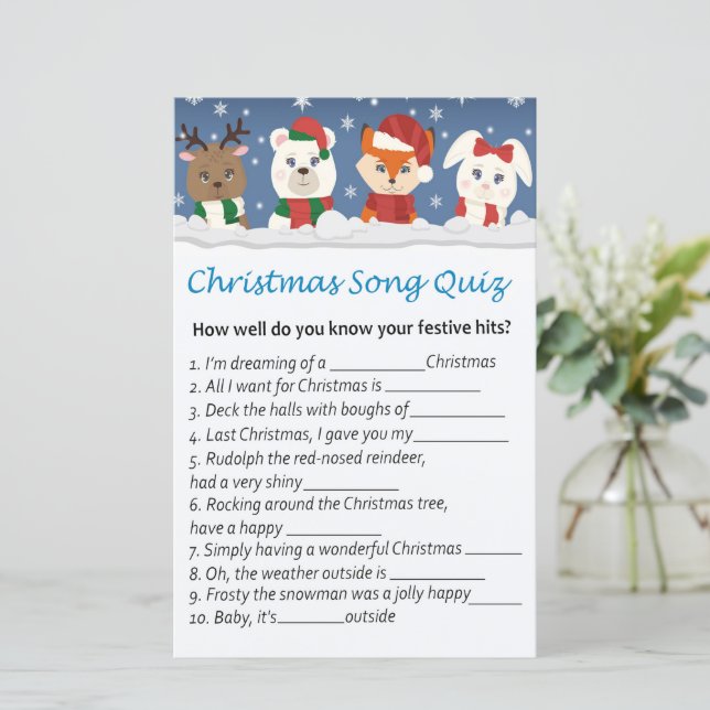 Winter animals christmas song quiz game (Standing Front)