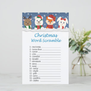Winter animals christmas word scramble game