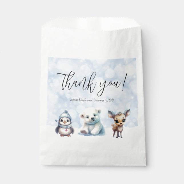Winter Animals Cold Outside Baby Shower Favor Bag (Front)