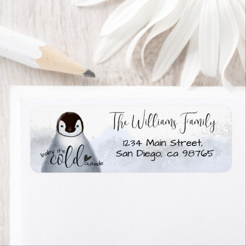 Winter animals Cold Outside Baby Shower  Label