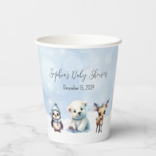 Winter Animals Cold Outside Baby Shower Paper Cups