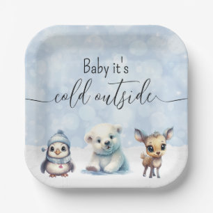 Winter Animals Cold Outside Baby Shower Paper Plates