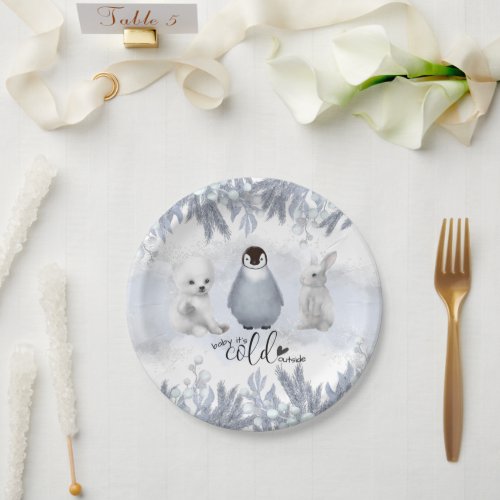 Winter animals Cold Outside Baby Shower  Paper Plates