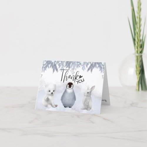 Winter animals Cold Outside Baby Shower  Thank You Card