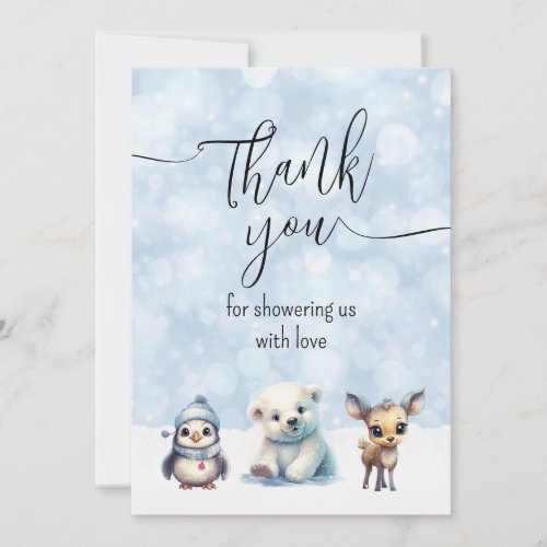 Winter Animals Cold Outside Baby Shower Thank You Card