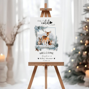 Winter Animals Cold Outside Baby Shower Welcome Foam Board
