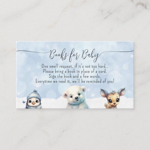 Winter Animals Cold Outside Books for Baby Shower Enclosure Card