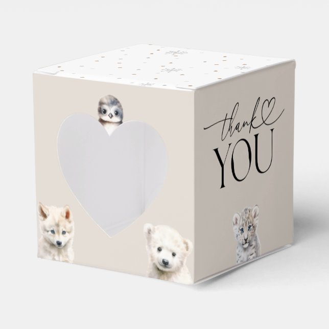 Winter Animals Gender Neutral Baby Shower Favor Boxes (Front Side)