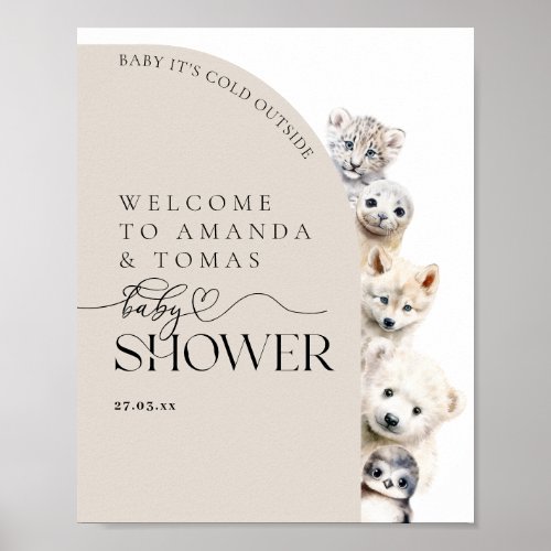 Winter Animals Gender Neutral Baby Shower Foam Poster