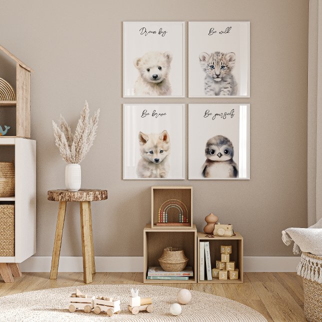 Winter Animals Gender Neutral Baby Shower Gift Wall Art Sets (Creator Uploaded)