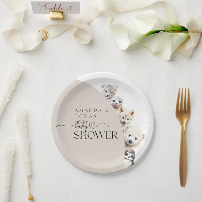 Winter Animals Gender Neutral Baby Shower Paper Plates (Wedding)