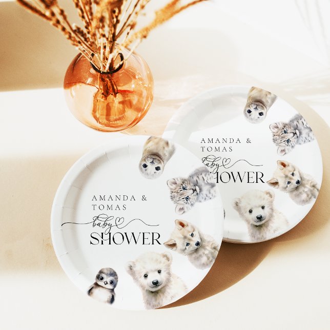 Winter Animals Gender Neutral Baby Shower Paper Plates (Creator Uploaded)