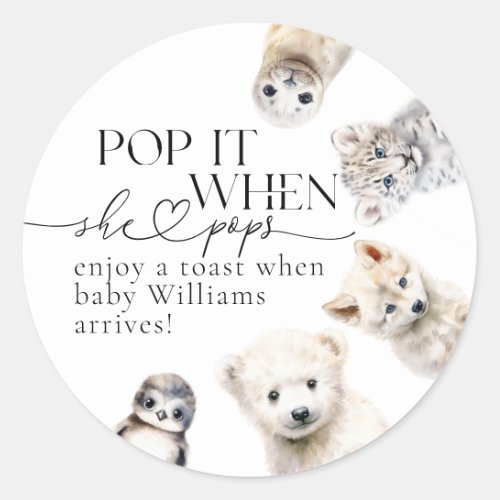 Winter Animals Gender Neutral Pops Baby Shower Classic Round Sticker